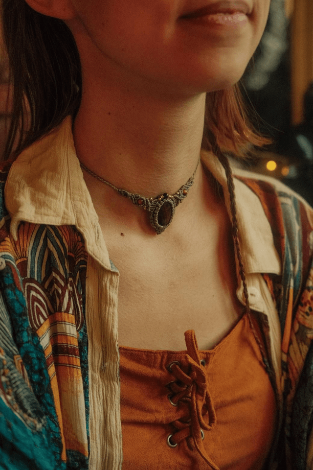 Collier fin oeil de tigre