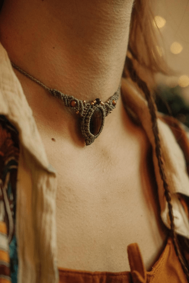Collier fin oeil de tigre