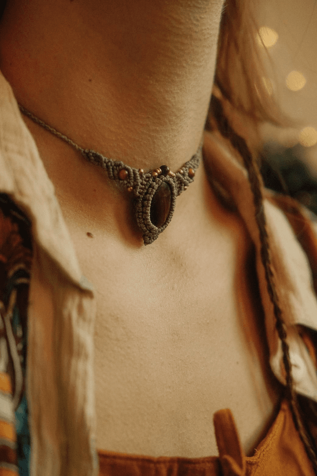 Collier fin oeil de tigre