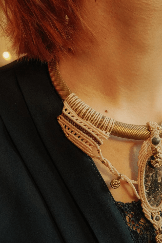 Collier laiton macramé